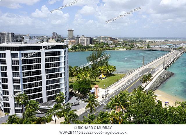 The Condado Plaza Hilton hotel Condado Lagoon Dos Hermanos Bridge and City View-San Juan, Puerto Rico