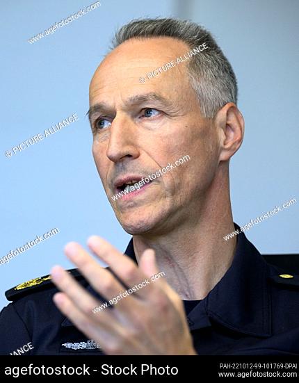 PRODUCTION - 12 October 2022, Berlin: Olaf Lindner, president of Federal Police Directorate 11, sits in a meeting room at Federal Police Directorate 11 during...