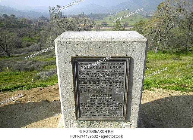 A monument sign from 1955 showing the Tehachapi Train Loop
