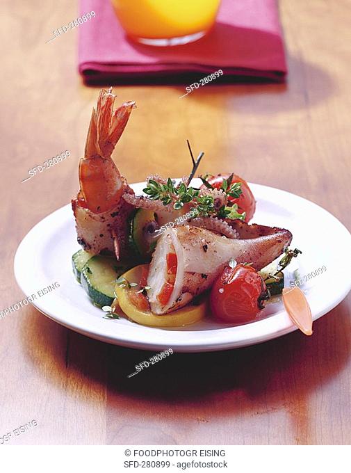 Calamaretti stuffed with shrimps