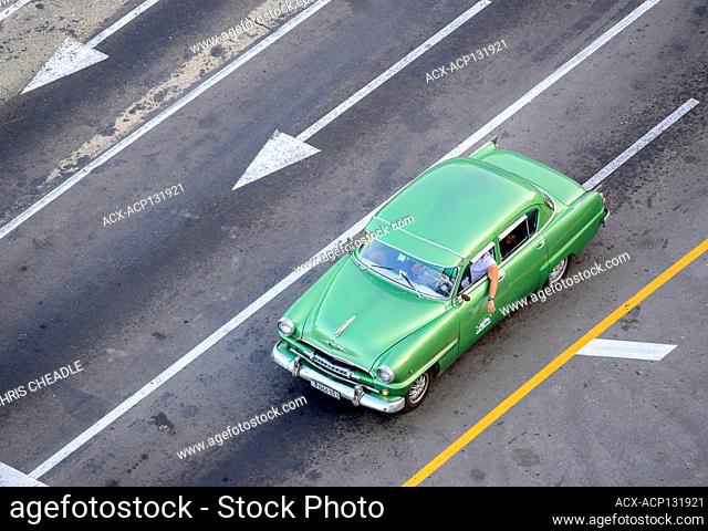 Classic car on Malecon, Havana Vieja, Cuba
