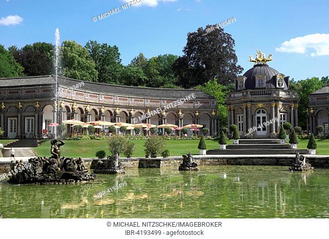 Water features at the sun temple, park and new castle, Hermitage, Bayreuth, Upper Franconia, Bavaria, Germany