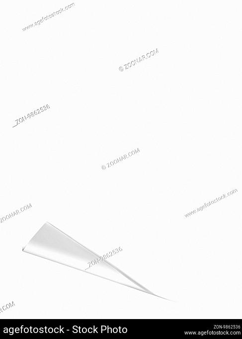 3d blank sheet of paper. Paper page with curl over white background