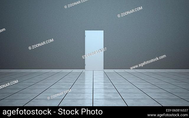 A white door in the wall. 3d illustration