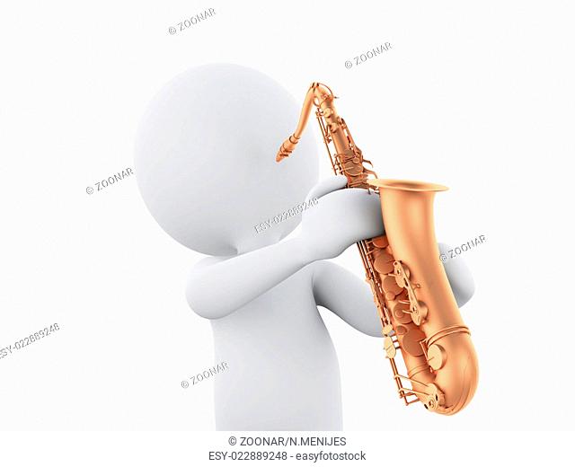 3d white people playing saxophone