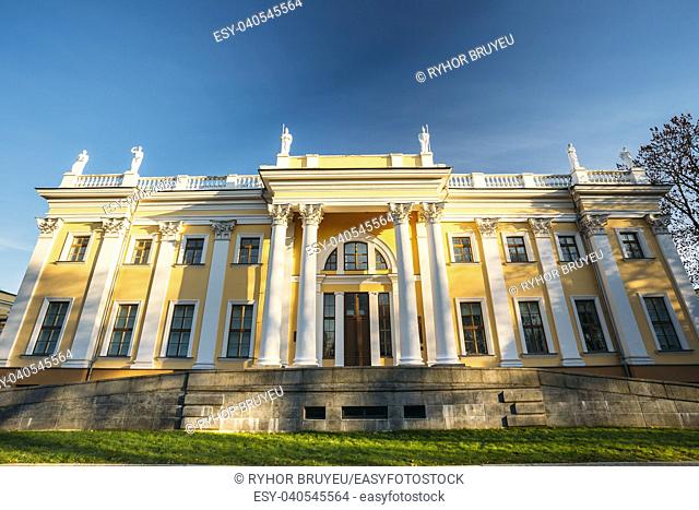Rumyantsev-Paskevich Palace in Gomel, Belarus. Sunny day with blue sky