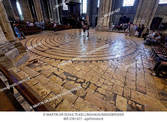 Chartres Cathedral, labyrinth, Ile de France region, department of Eure-et-Loir, France, Europe