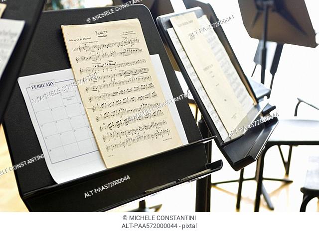 Sheet music on music stand