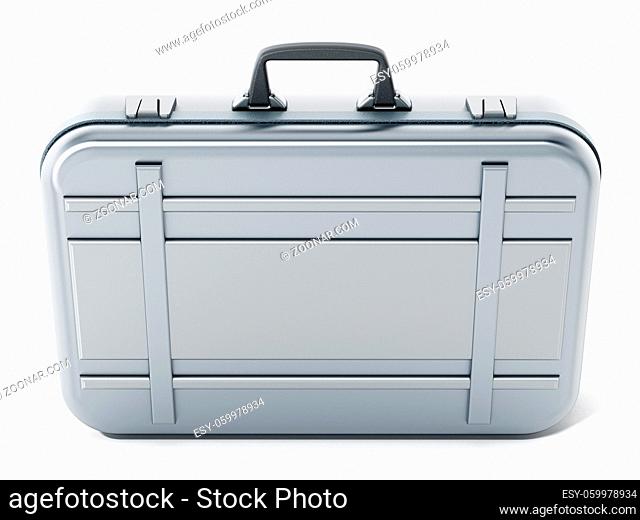 Metal briefcase isolated on white background. 3D illustration