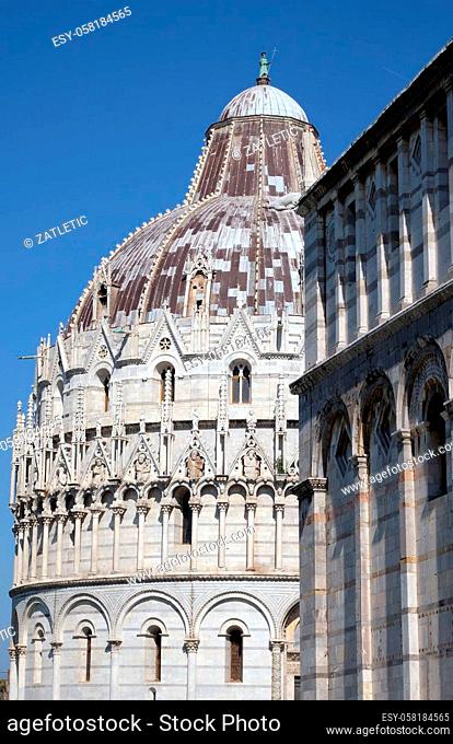 Baptistery of St. John, Cathedral St. Mary of the Assumption in the Piazza dei Miracoli in Pisa, Italy