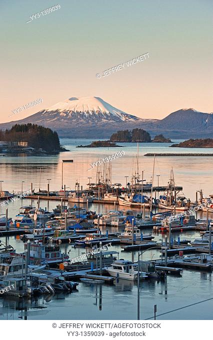 Sunrise over Thomsen Harbor in Alaska  The City and Borough of Sitka is a unified city-borough located on the west side of Baranof Island in the Alexander...