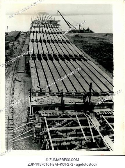 Jan. 01, 1957 - New Bridge under construction across the Suydersea: A new huge bridge is now under construction across the Southern part of the Ijaselmeer