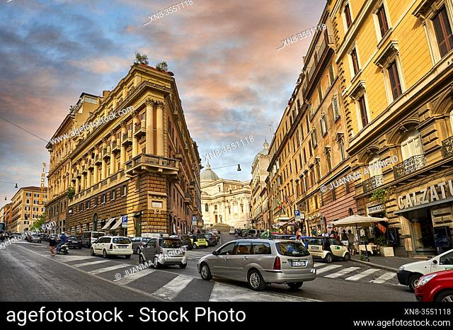 Street view of Rome, Italy, Europe
