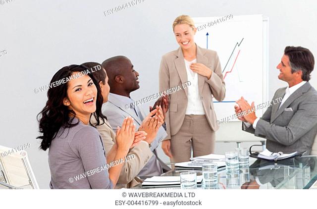 Business People Smiling in a meeting