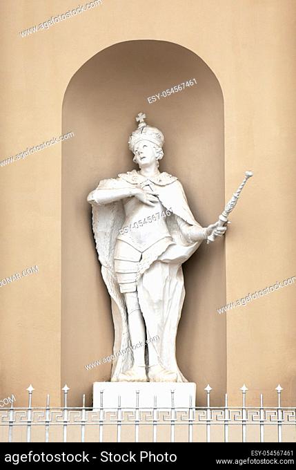 Niche sculpture on St. Stanislaus and St Ladislaus cathedral in Vilnius, Lithuania