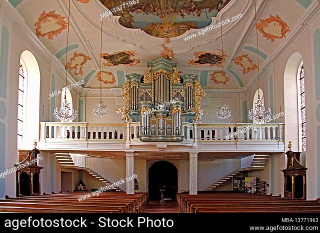 Catholic Church St. Johannes Nepomuk, inauguration 1755, organ, Hadamar Ldkrs.Limburg-Weilburg, Hesse, Germany