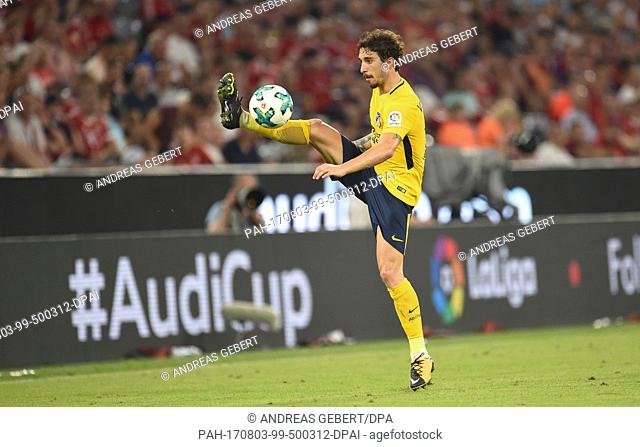 Madrid's Sime Vrsaljko with the ball during the Audi Cup final soccer match between Atletico Madrid and FC Liverpool in the Allianz Arena in Munich, Germany