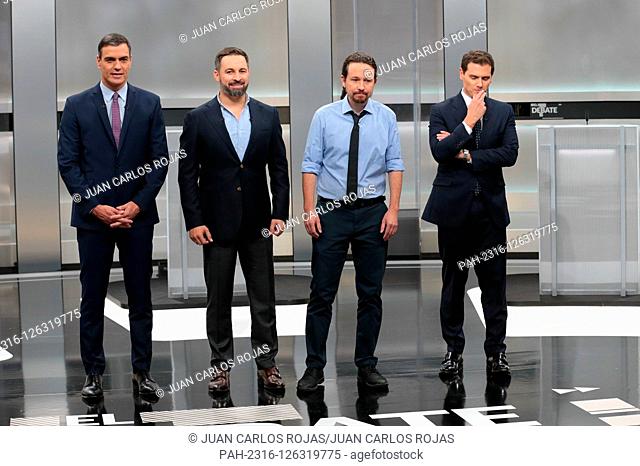 Madrid, Spain; 04/11/2019.- Debate on Television of the five candidates for president of Spain who will be elected in the vote on November 10
