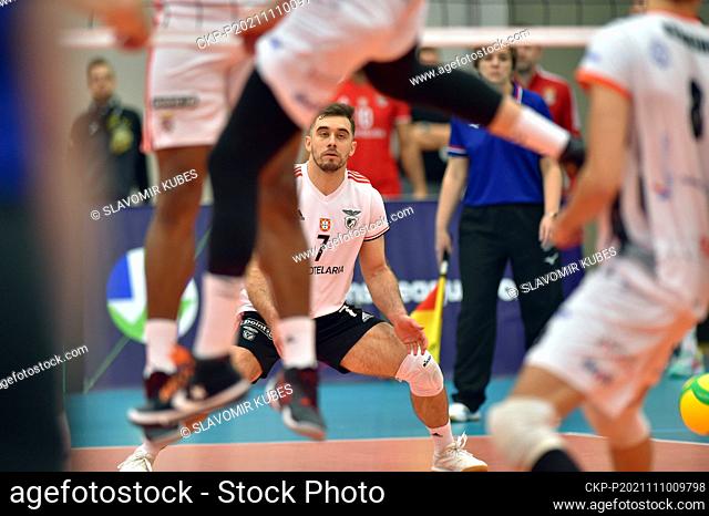 Volleyball player of Lisabon Ivo Casas in action during the men's volleyball Champions League 3rd qualifying round match VK CEZ Karlovarsko vs Benfica Lisabon...