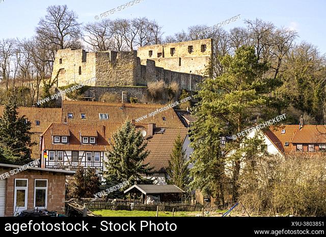 Castle ruin Heldenburg in Salzderhelden, Einbeck, district Northeim, Lower Saxony, Germany