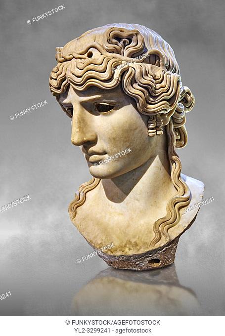 Antinous Mondragone, A Roman marble bust from circa 130 AD. Antinous was the young Bithynian favoured by the emperor Hadrian who was deified after drowning...