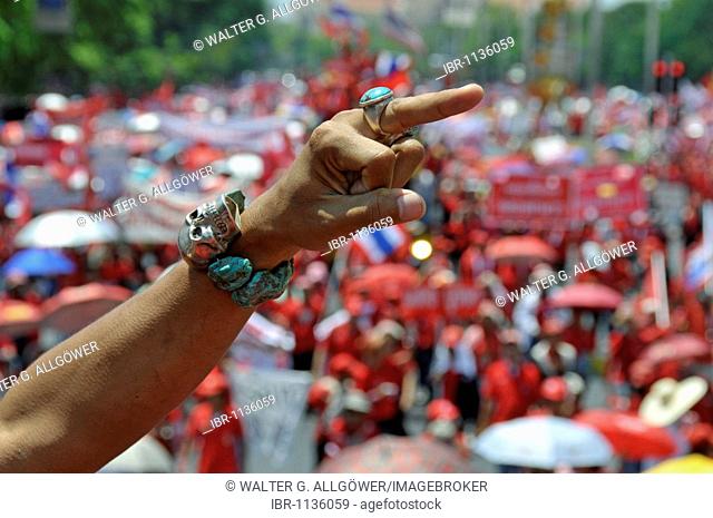 Thaksin Shinawatra followers demonstrating in Bangkok, Thailand, Asia