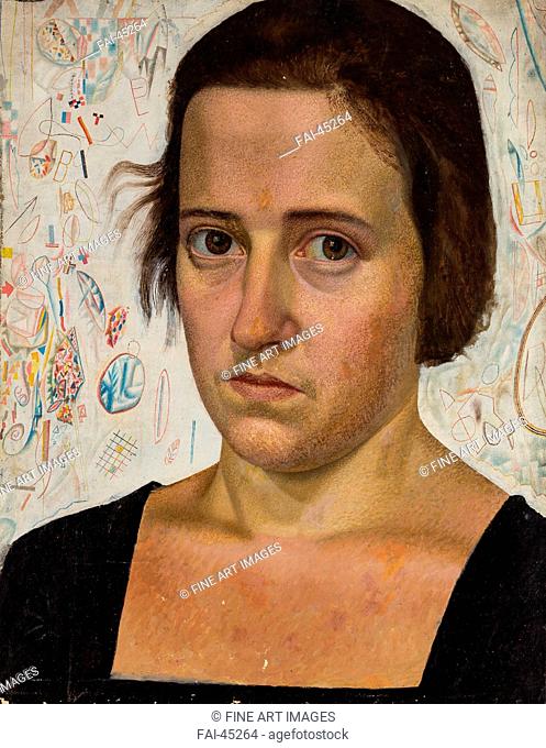 Portrait of the writer Vera Ketlinskaya (1906-1976) by Kibrik, Evgeny Adolfovich (1906-1978)/Oil on canvas/Analytical painting/1920s/Russia/Private...