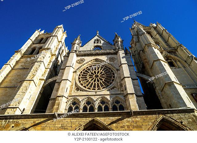 Gothic style Cathedral of León, Castilla y León, Spain