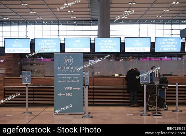 Covid Test Centre, Main Hall, Terminal 1, BER Airport, Brandenburg, Germany, Europe