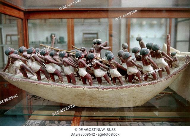 Scale model of a boat from the Tomb of Meketre, Deir el-Bahari, Egypt. Egyptian civilisation, Middle Kingdom, XI Dynasty.  Cairo, Egyptian Museum