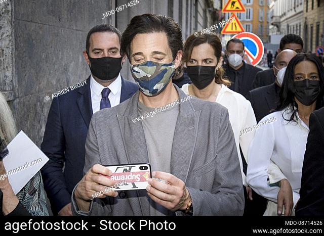 The Oscar-winning American actor Adrien Brody guest of the Giorgio Armani fashion show, one of the few shows in the presence of the Milan Fashion Week dedicated...