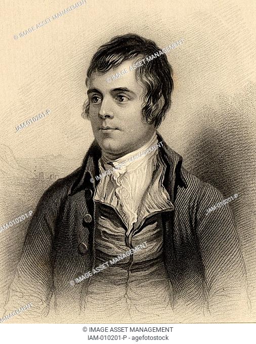 Robert Burns 1759-1795 Scottish poet born at Alloway, near Ayr  Burns died of Rheumatic endocarditis  Engraving from 'A Biographical Dictionary of Eminent...