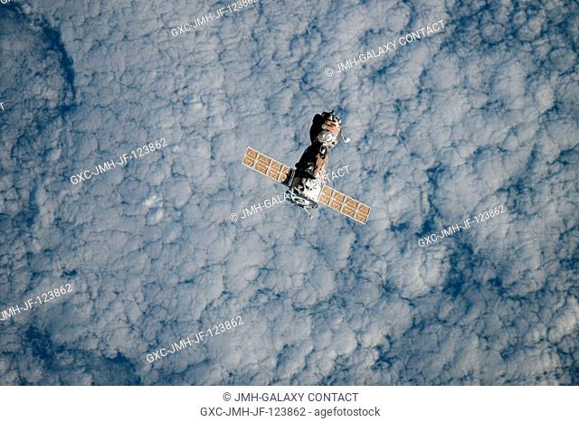 The Soyuz TMA-18 spacecraft departs the International Space Station on Sept. 24, 2010. Onboard are three members of Expedition 24 -- Russian cosmonaut Alexander...