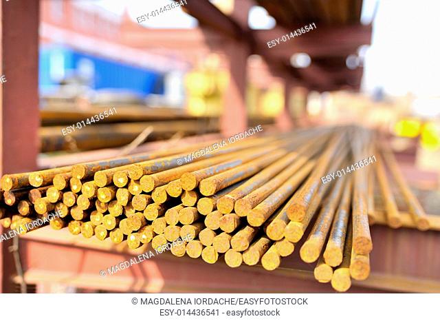 steel bars in a pile