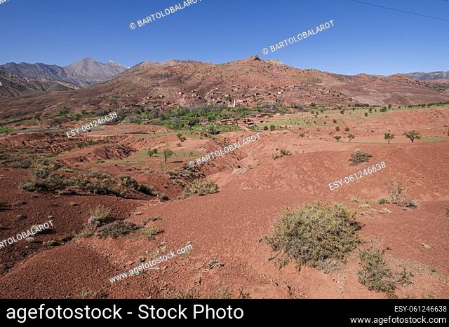 typical mountain landscape, azilal province, Atlas mountain range, morocco, africa