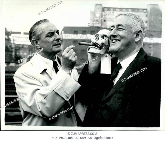 Apr. 04, 1962 - America's Horror King in London: America's top producer of horror films, William Castle, arrived at Waterloo Station this morning