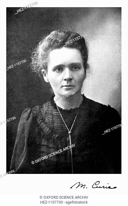 Marie Curie, Polish-born French physicist, 1917. Marie (1867-1934) and her husband Pierre Curie continued the work on radioactivity started by Henri Becquerel