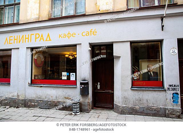 Cafe bar Leningrad with Socialist Soviet Union theme old town Riga Latvia Europe