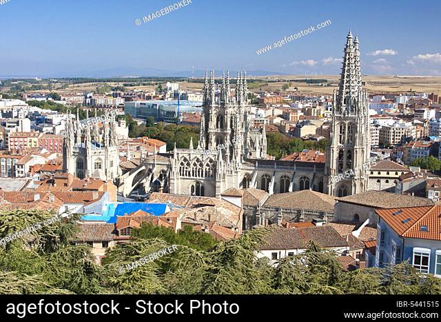 Burgos Cathedral in the sea of houses, Burgos, Castilla y León, province of Burgos, Spain, Europe