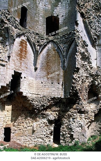 Ruined walls, Chateau de Lucheux (12th century), Picardy, France
