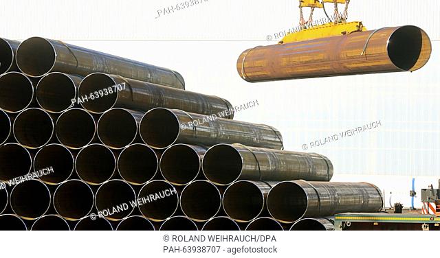Pipes are arranged on the grounds of Salzgitter Mannesmann Roehrenwerke in Muelheim,  Germany, 23 November 2015. The plants were sold to Salzgitter AG in 2000...