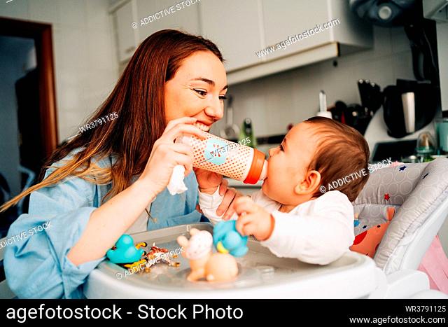 baby, mother, feeding, baby bottle