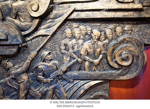 Vietnam, Hanoi, Vietnam Military History Museum, frieze with North Vietnamese soldiers