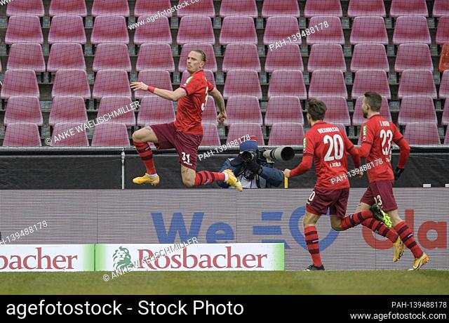 jubilation goalschuetze Marius WOLF (K) Soccer 1. Bundesliga, 19th matchday, FC Cologne (K) - Arminia Bielefeld (BI), on January 31, 2021 in Koeln / Germany