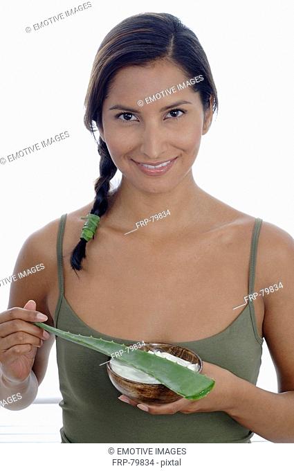Woman with Aloe mask