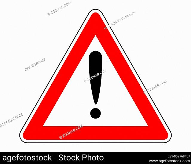 Warnschild mit Ausrufezeichen und Zusatzinformation - Attention sign with exclamation mark and added information