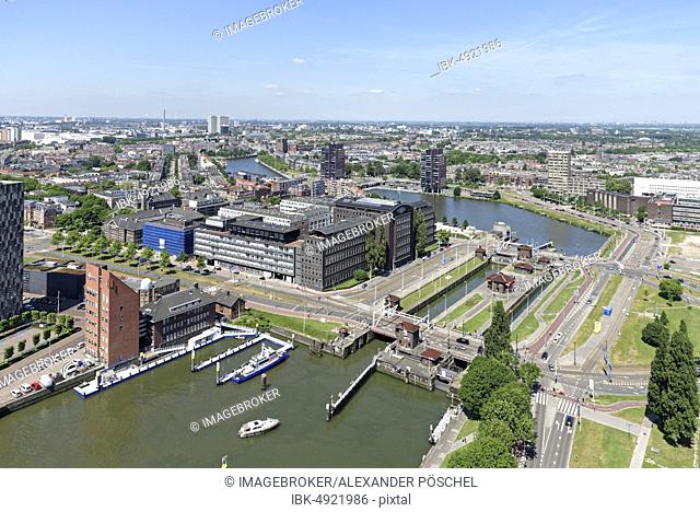 From Euromast, Skyline, Delfshaven, Rotterdam, Zuid-Holland, Netherlands