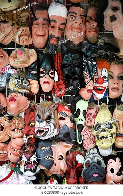 Shop sells masks of several celebrities, Hongkong, China