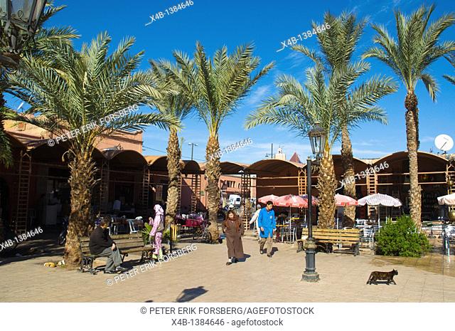 Little park in front of Mellah market Mellah the Jewish quarter Marrakesh central Morocco Africa