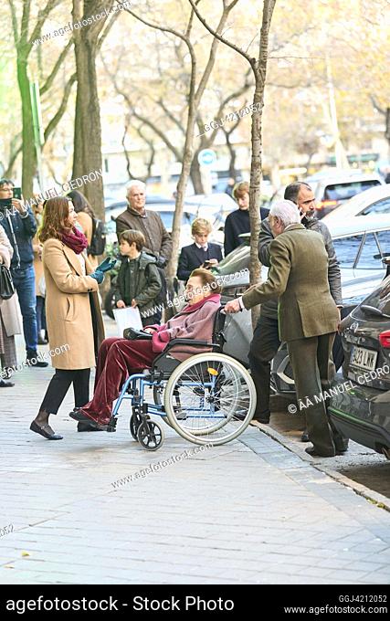 Carlos Zurita, Princess Margarita leaves Pa-Bu restaurant after lunch for Princess Elena 60 Birthday on December 20, 2023 in Madrid, Spain
